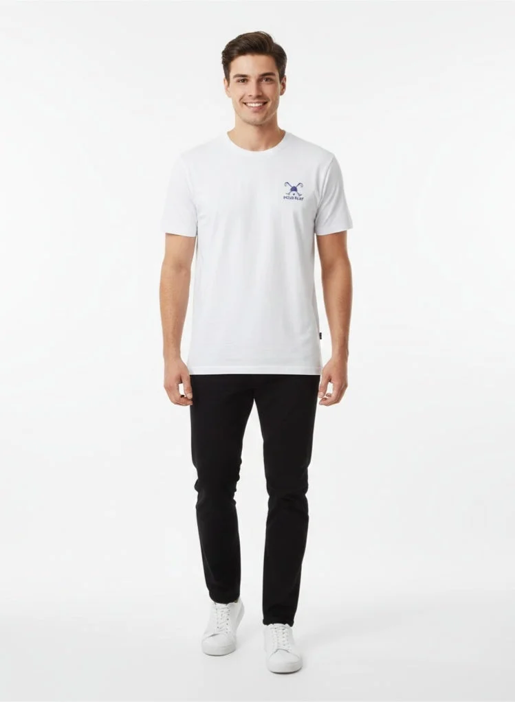 لعب البولو تيشيرت رجالي مطبوع - أبيض